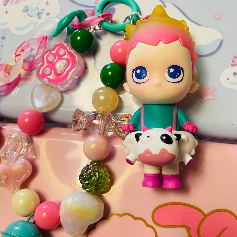 Farm Cow Key Beaded Chain/Mobile Phone Charm